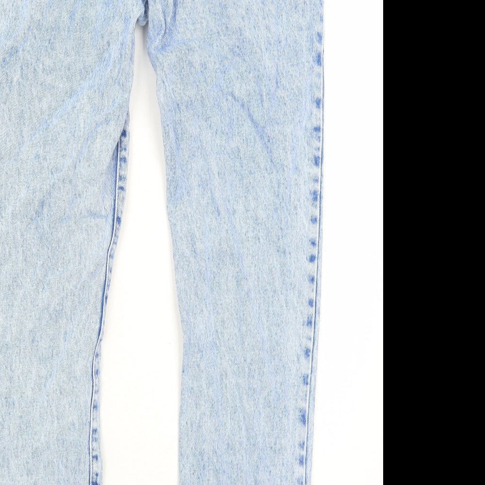 Missguided Womens Blue Cotton Straight Jeans Size 8 Regular Zip