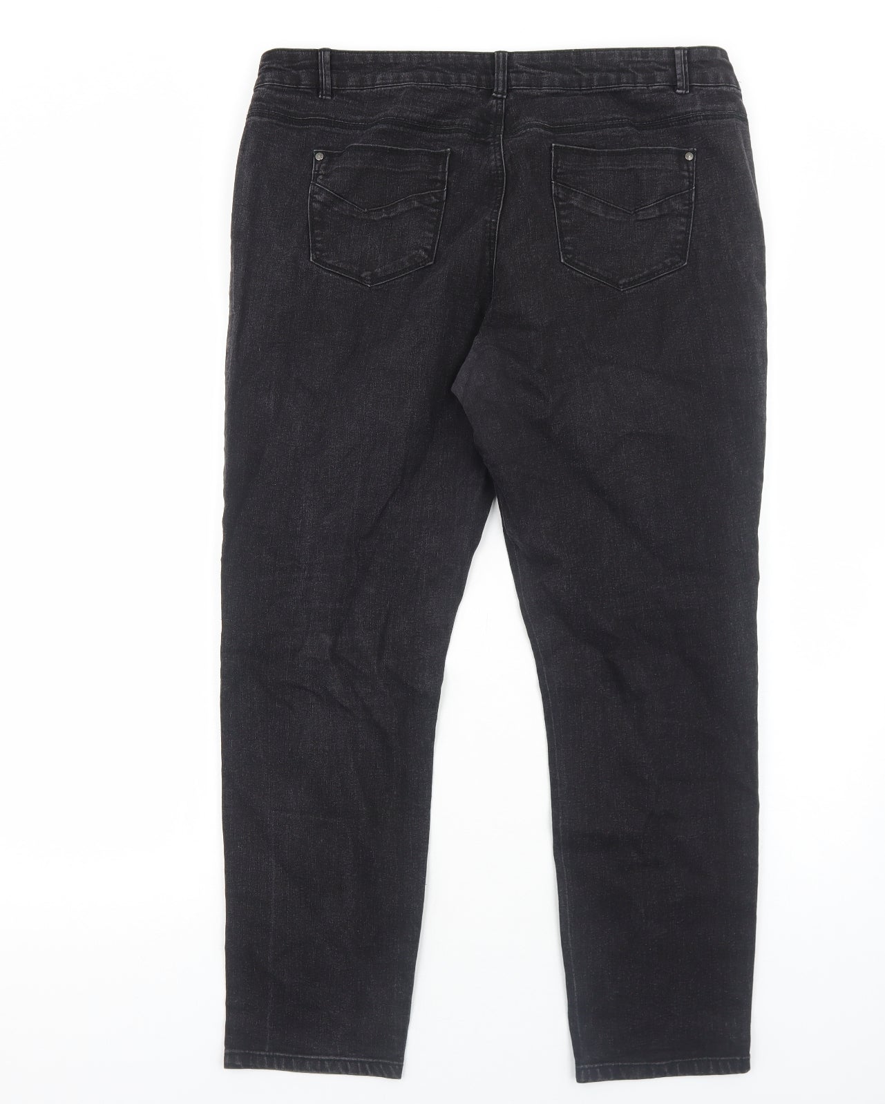 George Womens Black Herringbone Cotton Skinny Jeans Size 18 Regular Zip