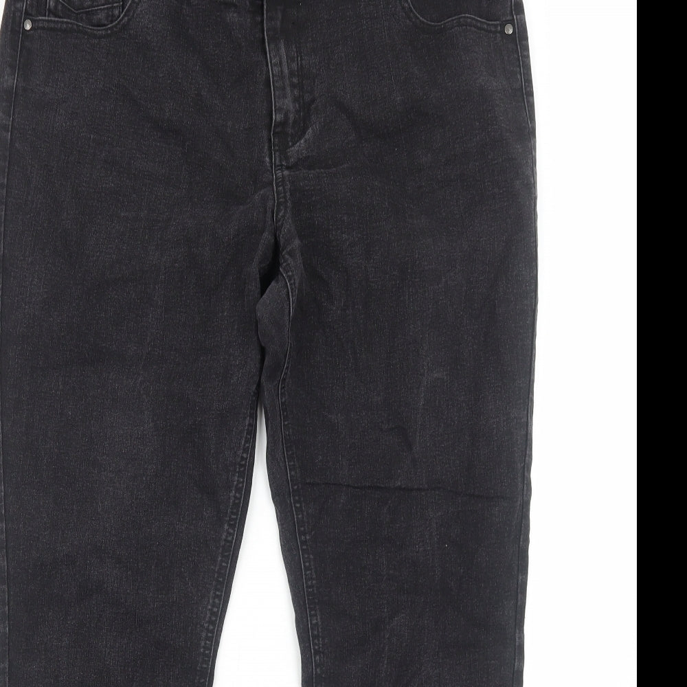 George Womens Black Herringbone Cotton Skinny Jeans Size 18 Regular Zip