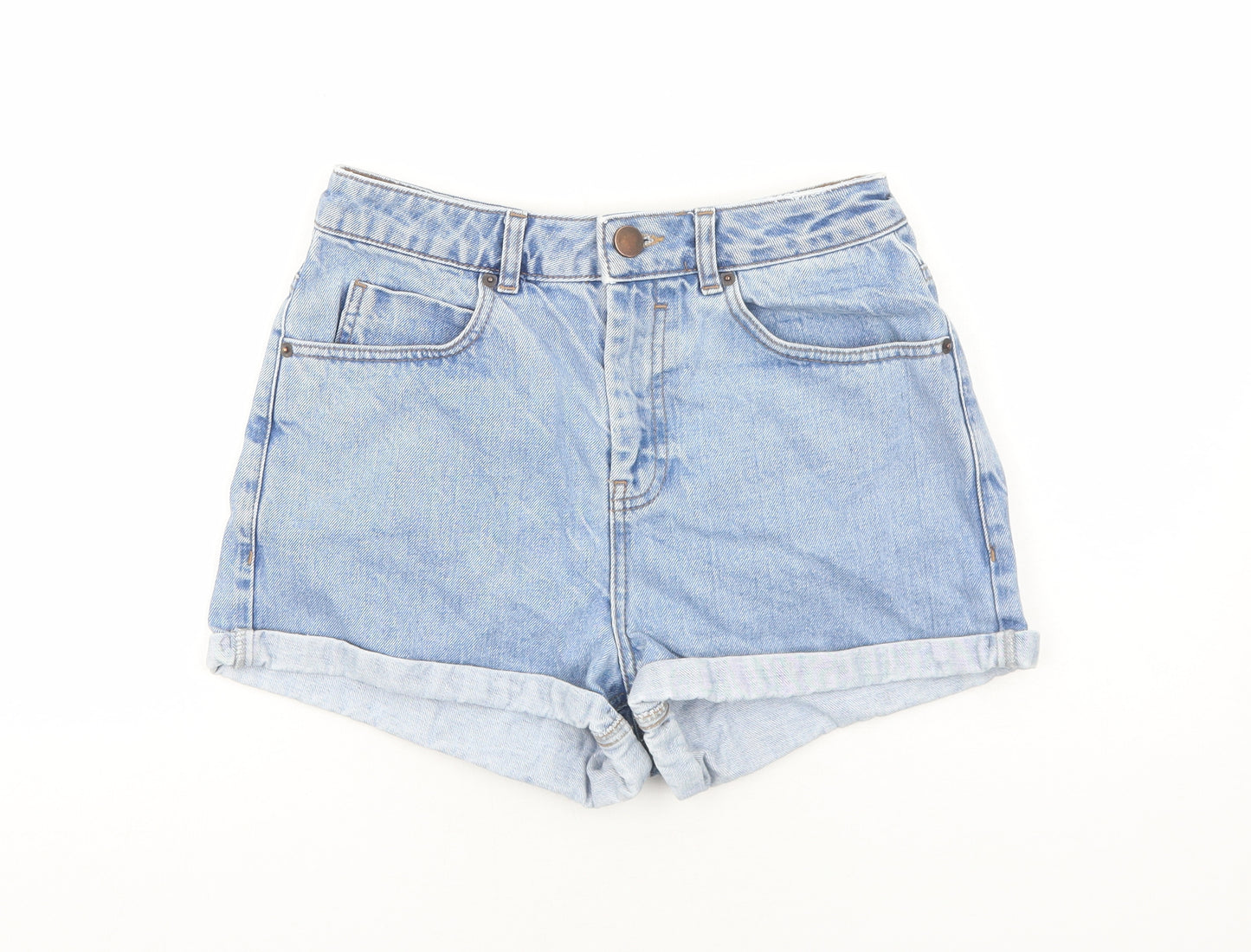 ASOS Womens Blue Cotton Hot Pants Shorts Size 10 Regular Zip
