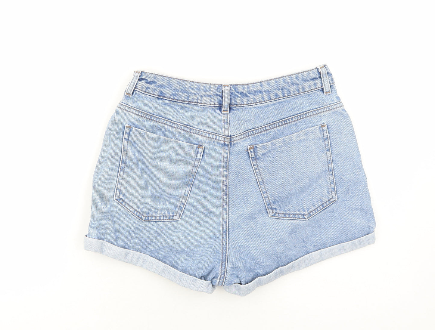 ASOS Womens Blue Cotton Hot Pants Shorts Size 10 Regular Zip