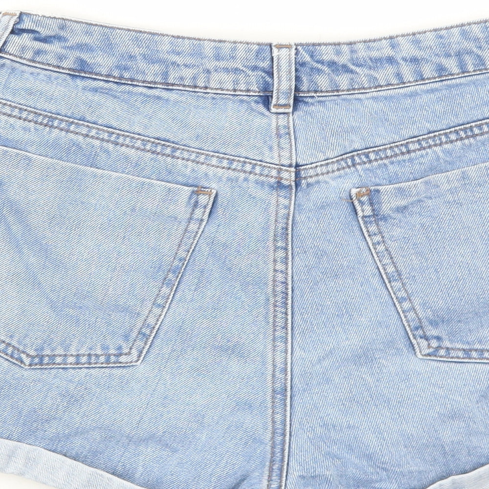 ASOS Womens Blue Cotton Hot Pants Shorts Size 10 Regular Zip