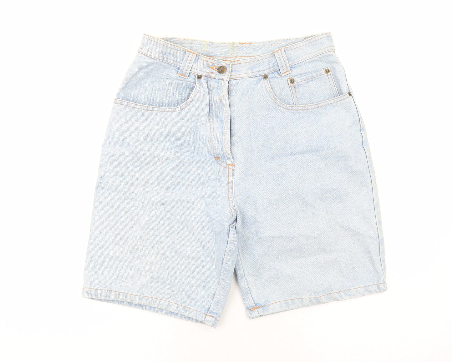 Dorothy Perkins Womens Blue Cotton Mom Shorts Size 12 Regular Button