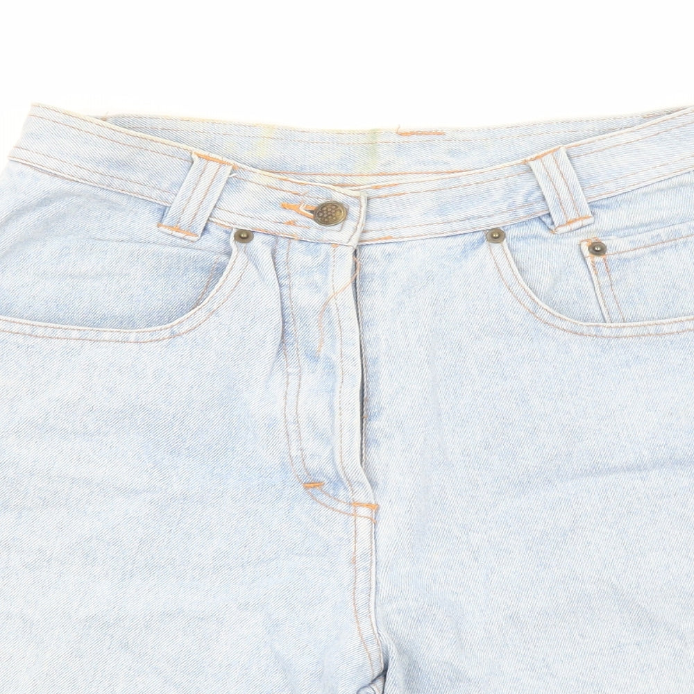 Dorothy Perkins Womens Blue Cotton Mom Shorts Size 12 Regular Button