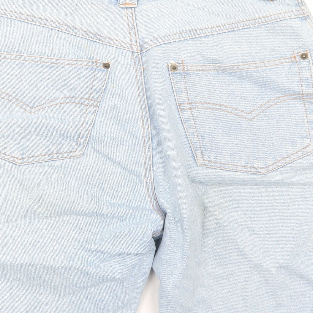 Dorothy Perkins Womens Blue Cotton Mom Shorts Size 12 Regular Button