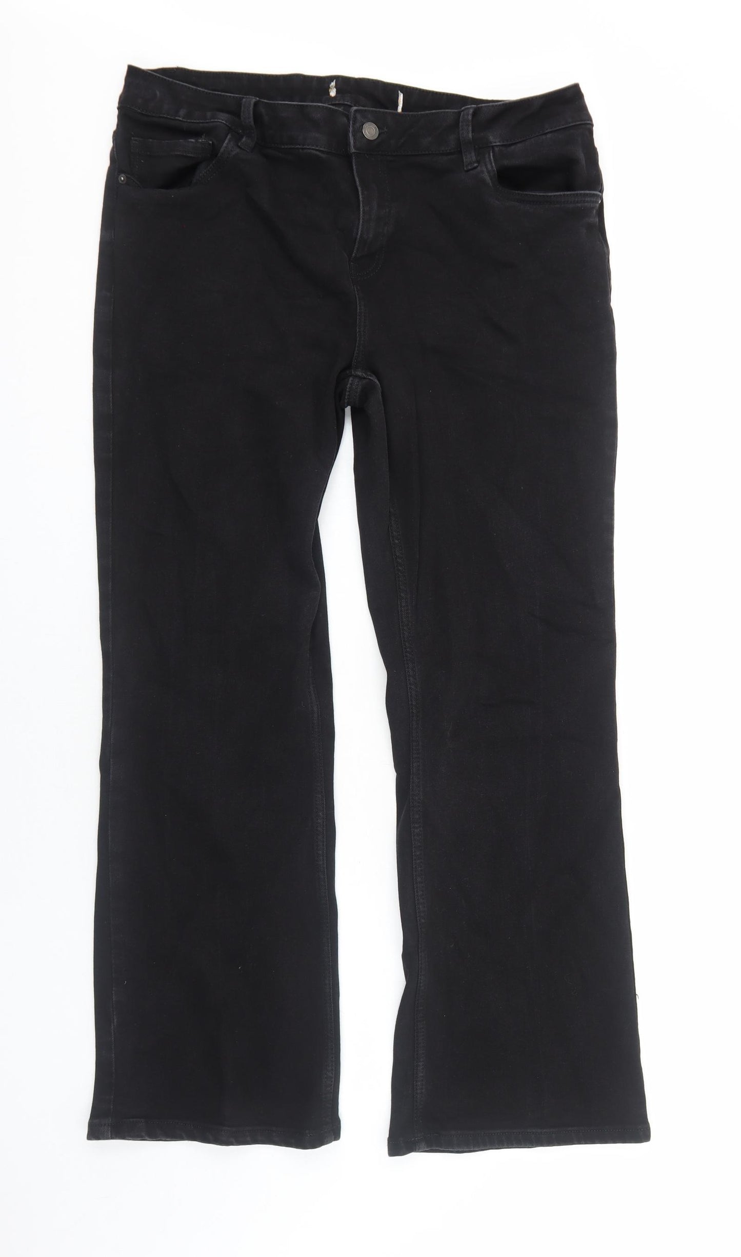 NEXT Womens Black Cotton Bootcut Jeans Size 18 Regular Zip