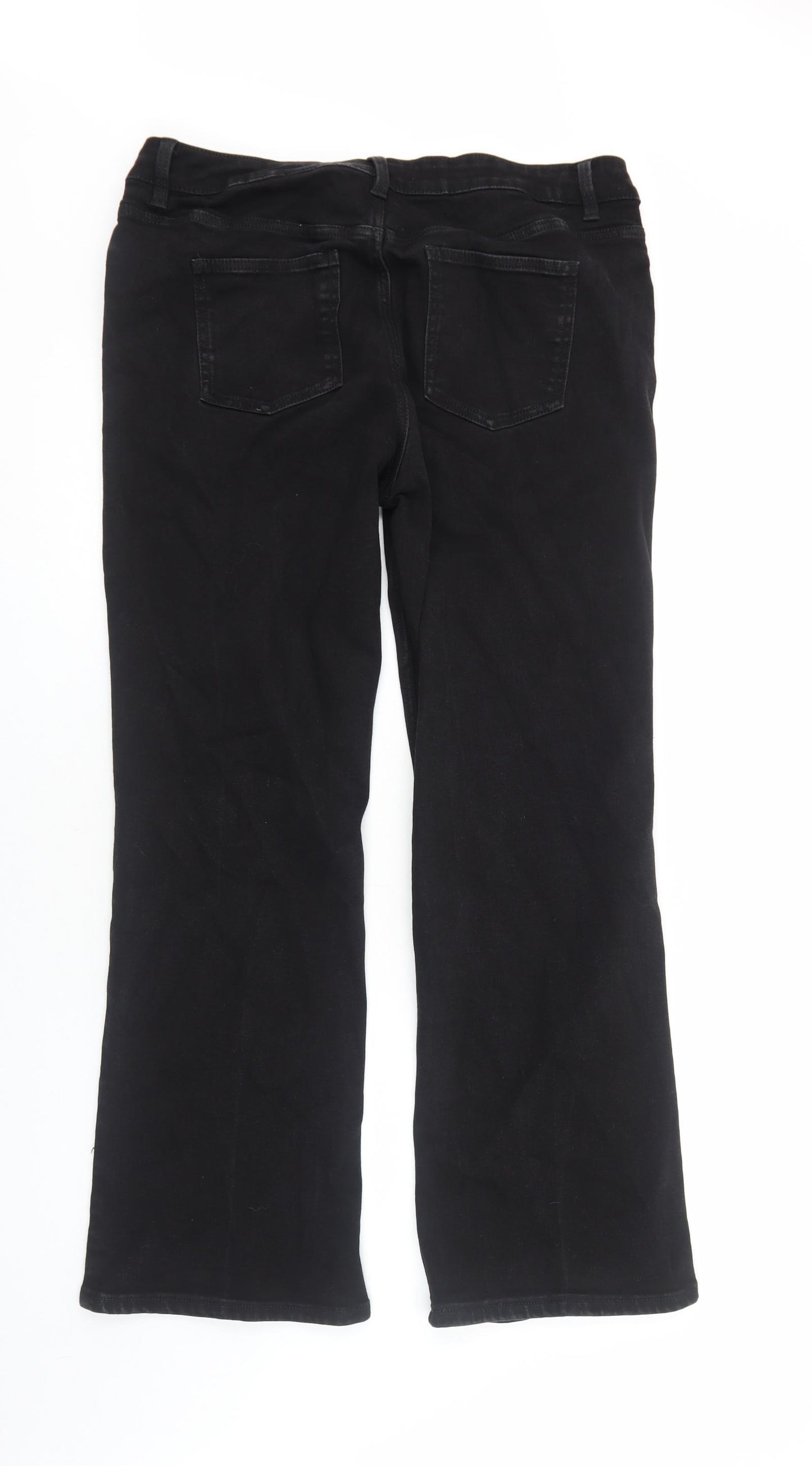NEXT Womens Black Cotton Bootcut Jeans Size 18 Regular Zip