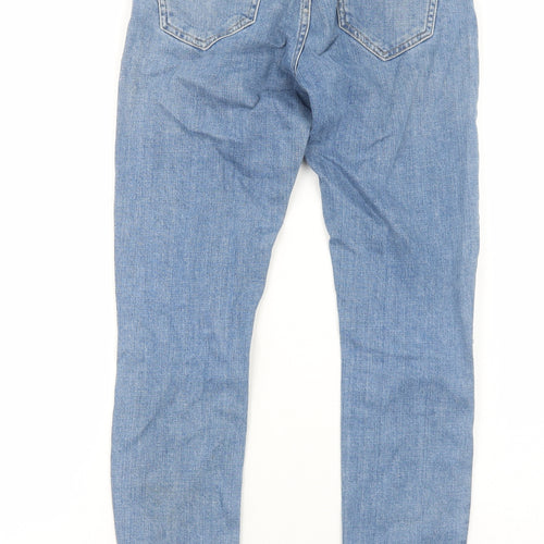 Topshop Womens Blue Cotton Tapered Jeans Size 4 L32 in Regular Zip