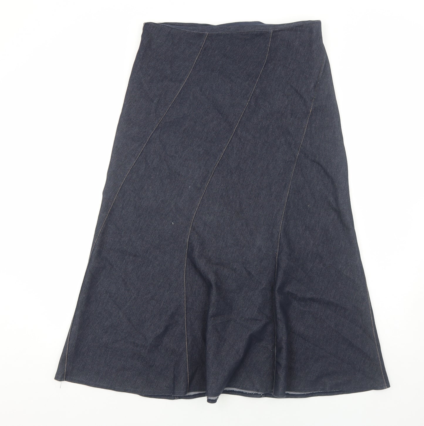 George Womens Blue Cotton Swing Skirt Size 14 Zip