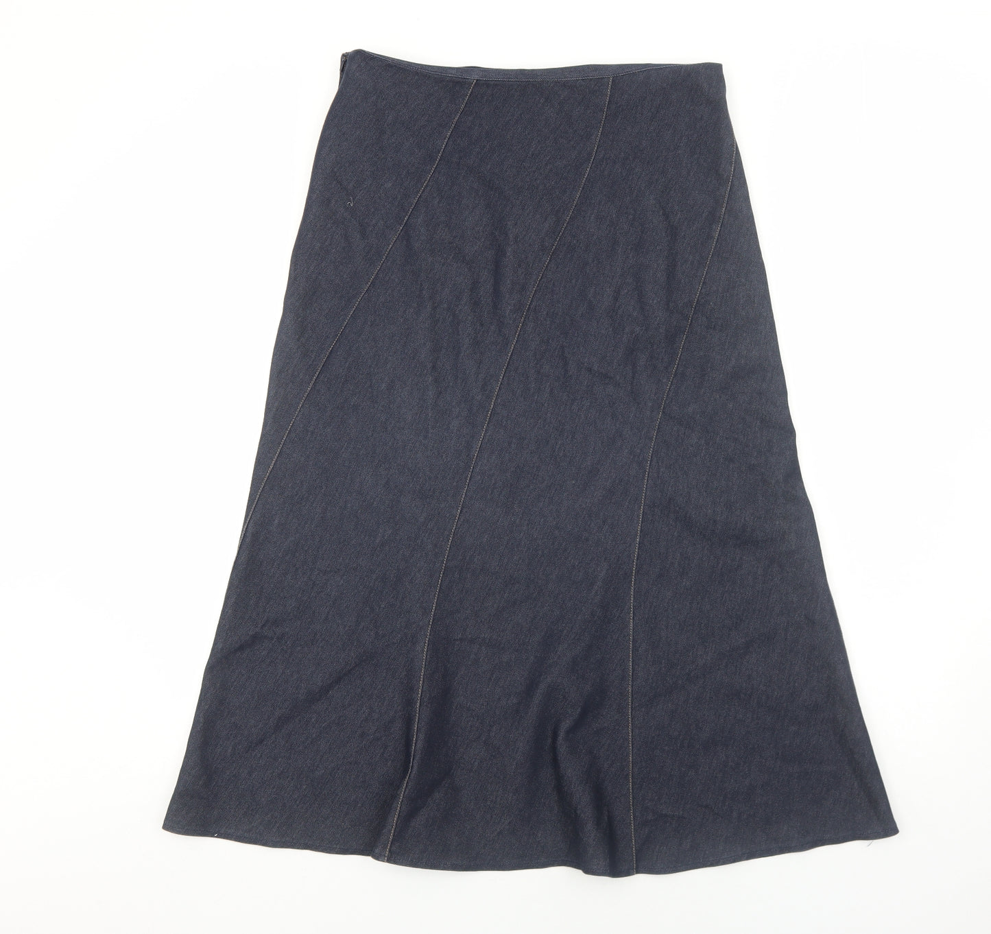 George Womens Blue Cotton Swing Skirt Size 14 Zip