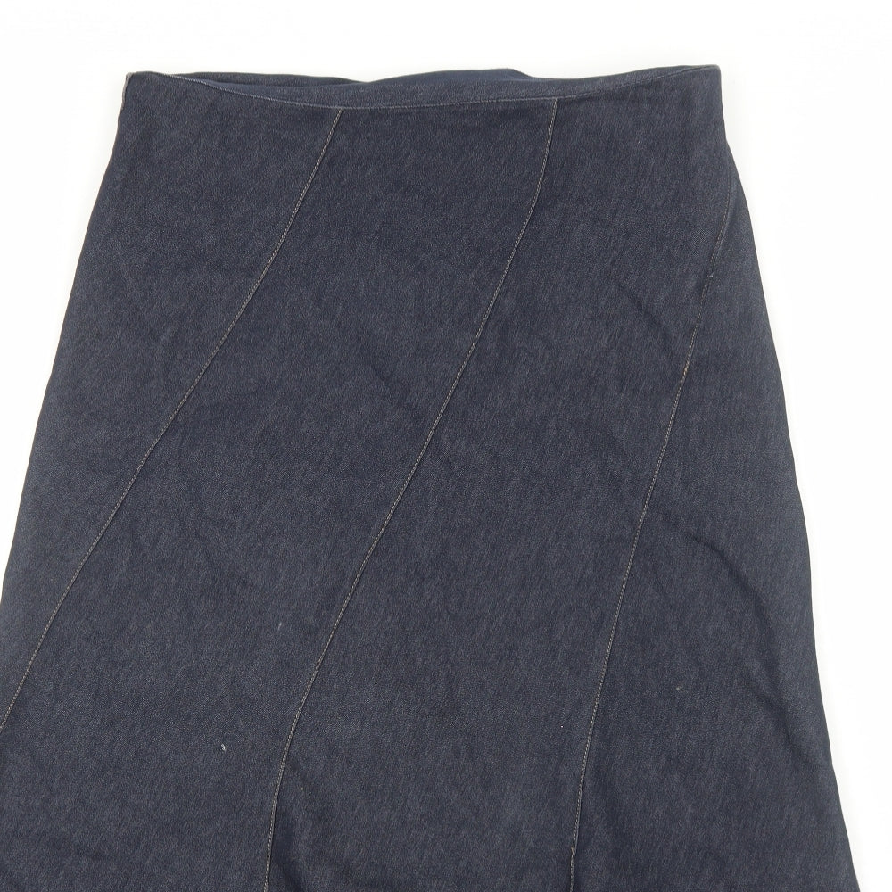 George Womens Blue Cotton Swing Skirt Size 14 Zip