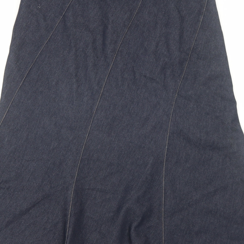 George Womens Blue Cotton Swing Skirt Size 14 Zip