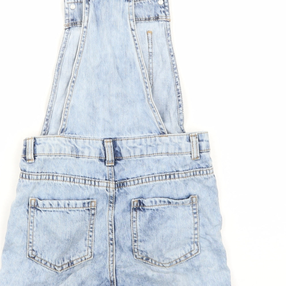 F&F Girls Blue Cotton Dungaree One-Piece Size 7-8 Years Buckle