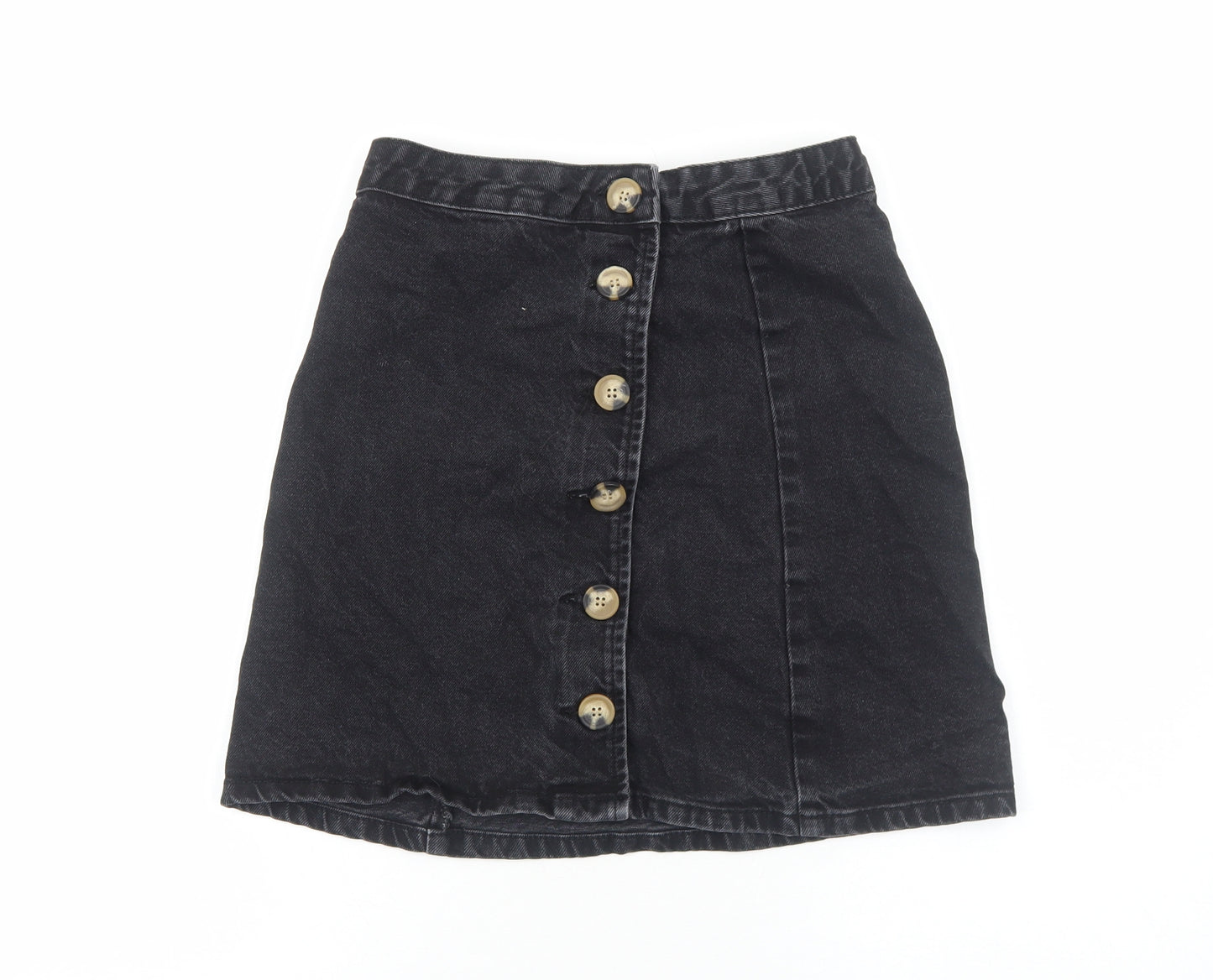 ASOS Womens Black Cotton Straight & Pencil Skirt Size 6 Button
