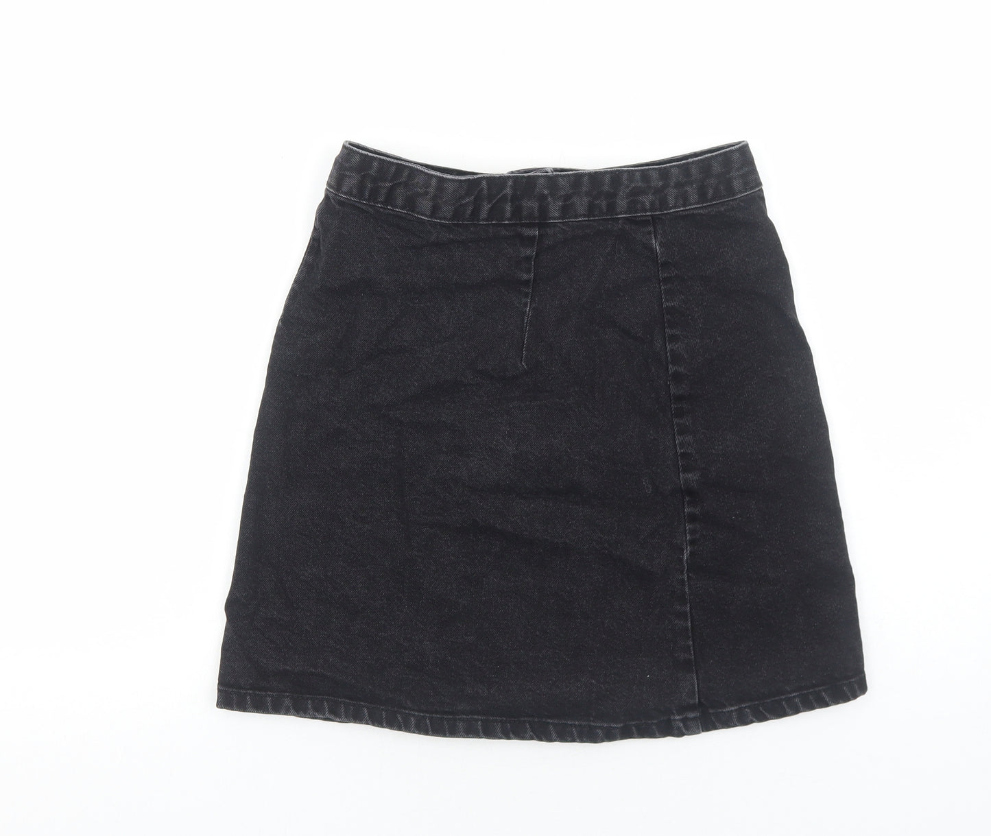 ASOS Womens Black Cotton Straight & Pencil Skirt Size 6 Button