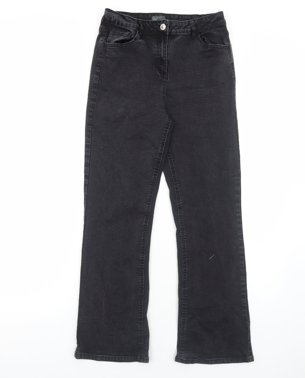 Papaya Womens Black Cotton Bootcut Jeans Size 12 Regular Zip