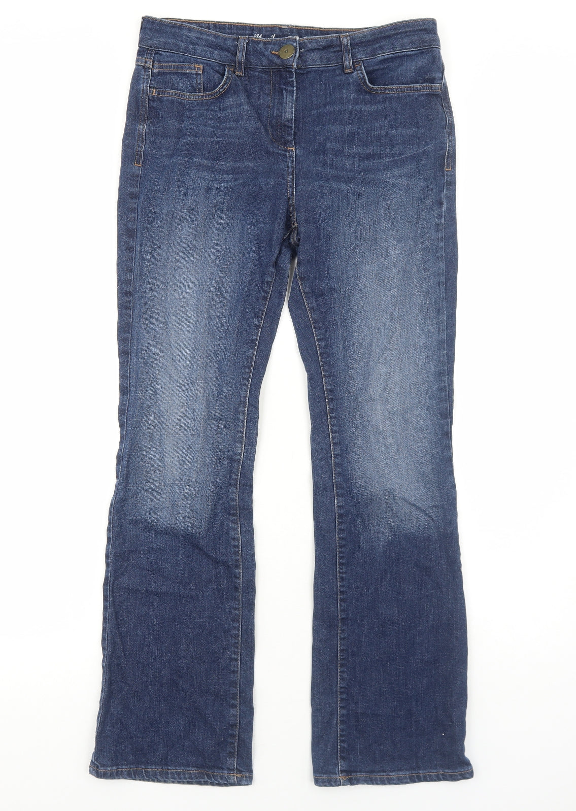 Marks and Spencer Womens Blue Cotton Bootcut Jeans Size 12 Regular Zip