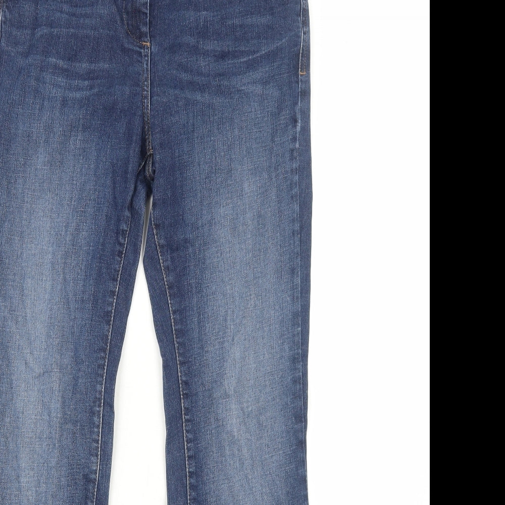 Marks and Spencer Womens Blue Cotton Bootcut Jeans Size 12 Regular Zip