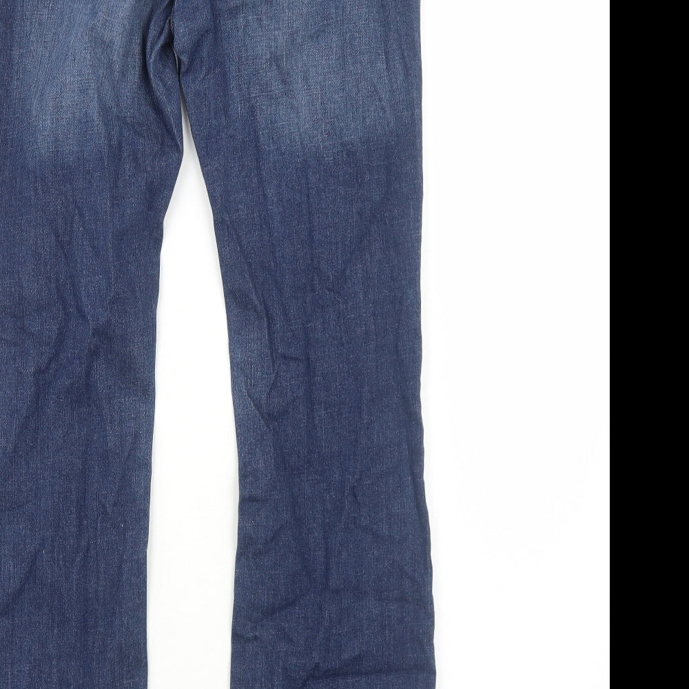 Marks and Spencer Womens Blue Cotton Bootcut Jeans Size 12 Regular Zip