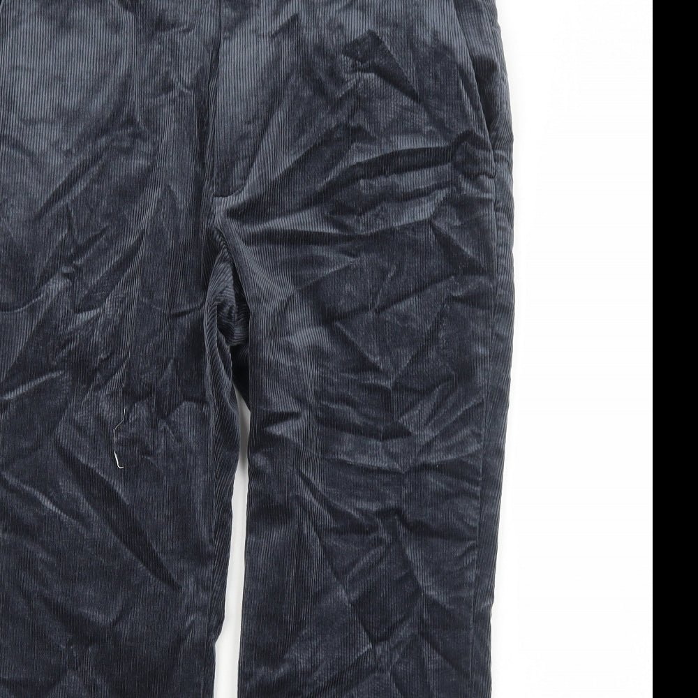 Marks and Spencer Mens Blue Cotton Trousers Size XL L29 in Regular Zip