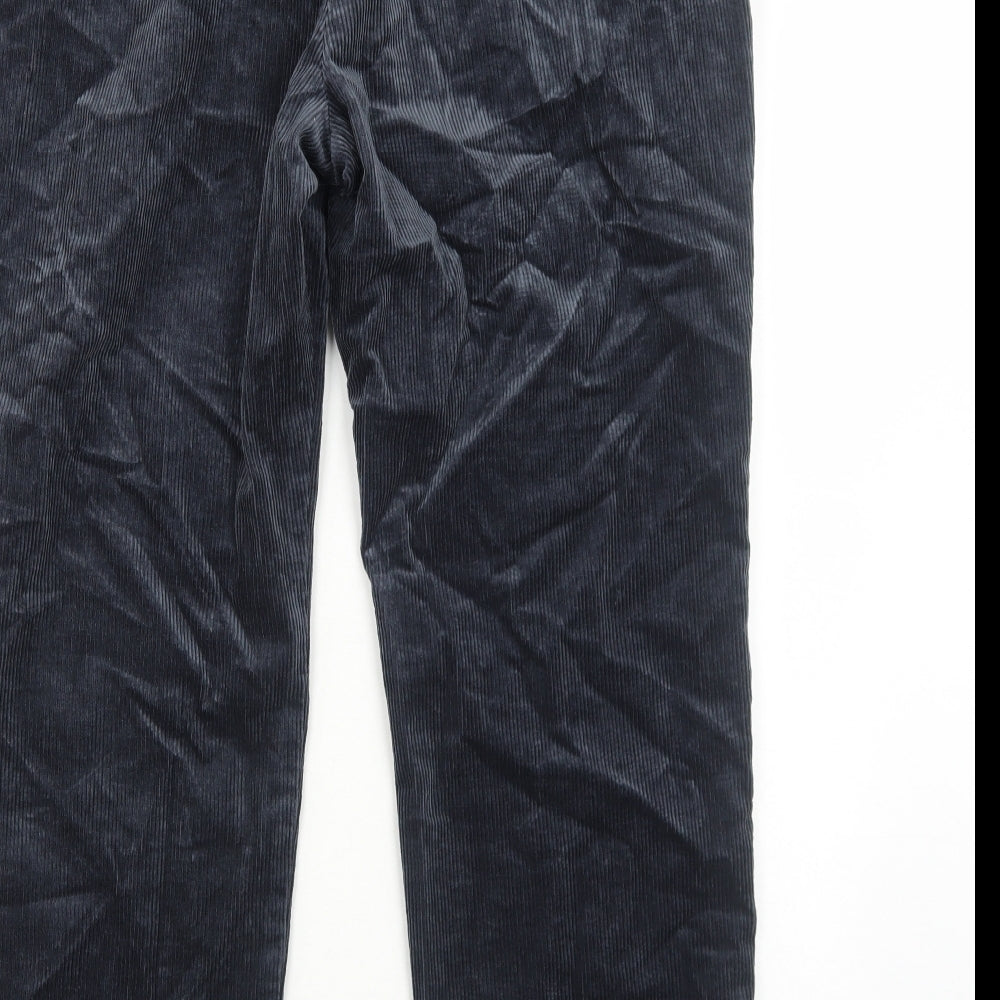 Marks and Spencer Mens Blue Cotton Trousers Size XL L29 in Regular Zip
