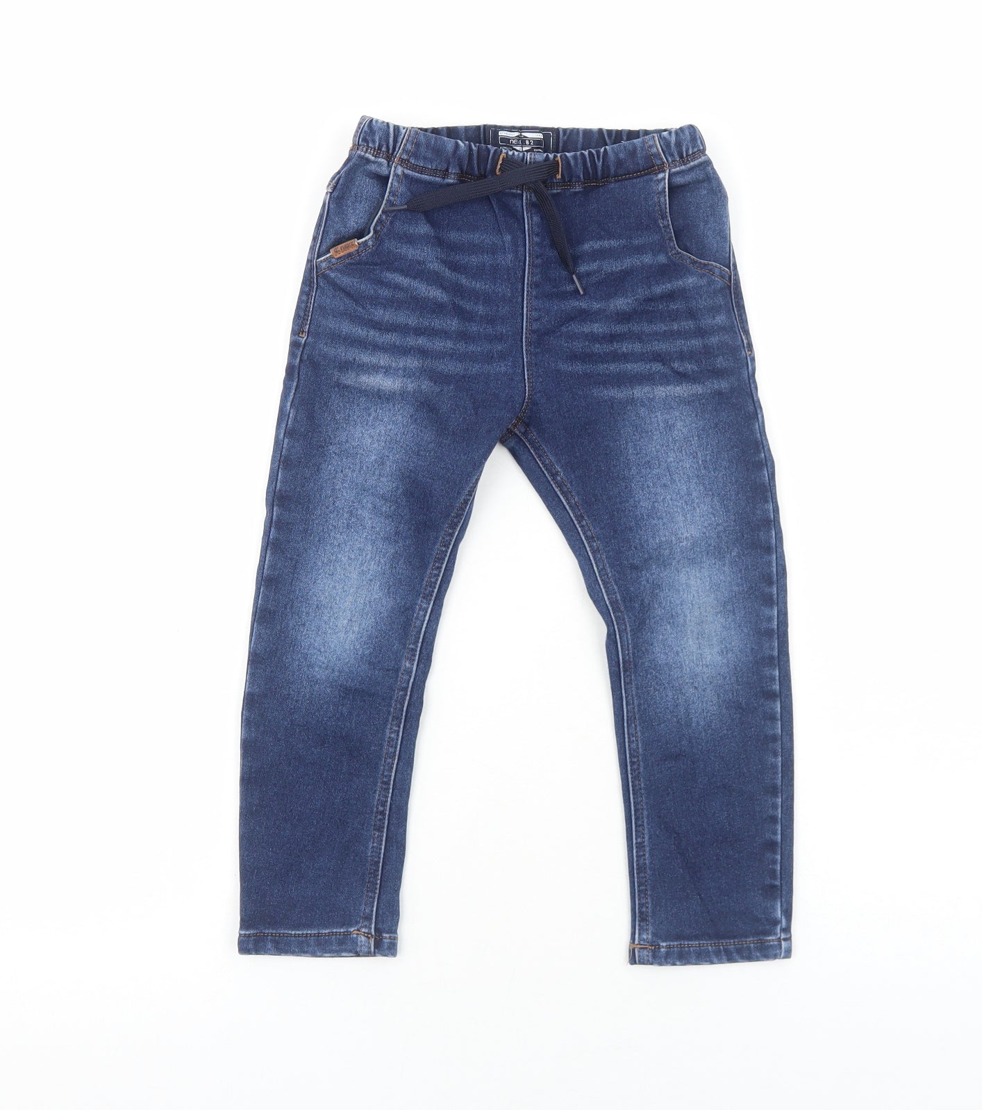 NEXT Boys Blue Cotton Skinny Jeans Size 3-4 Years Regular Drawstring