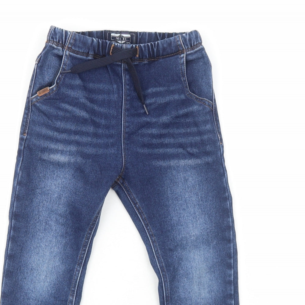 NEXT Boys Blue Cotton Skinny Jeans Size 3-4 Years Regular Drawstring