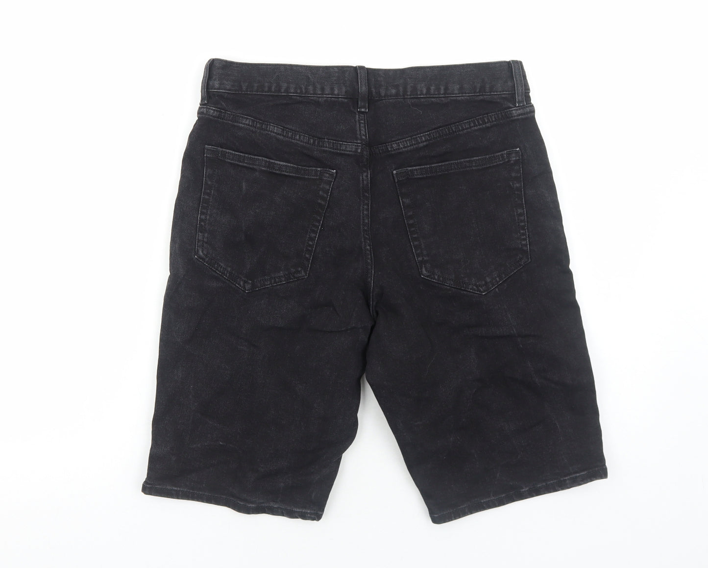 H&M Mens Black Cotton Biker Shorts Size S Regular Zip