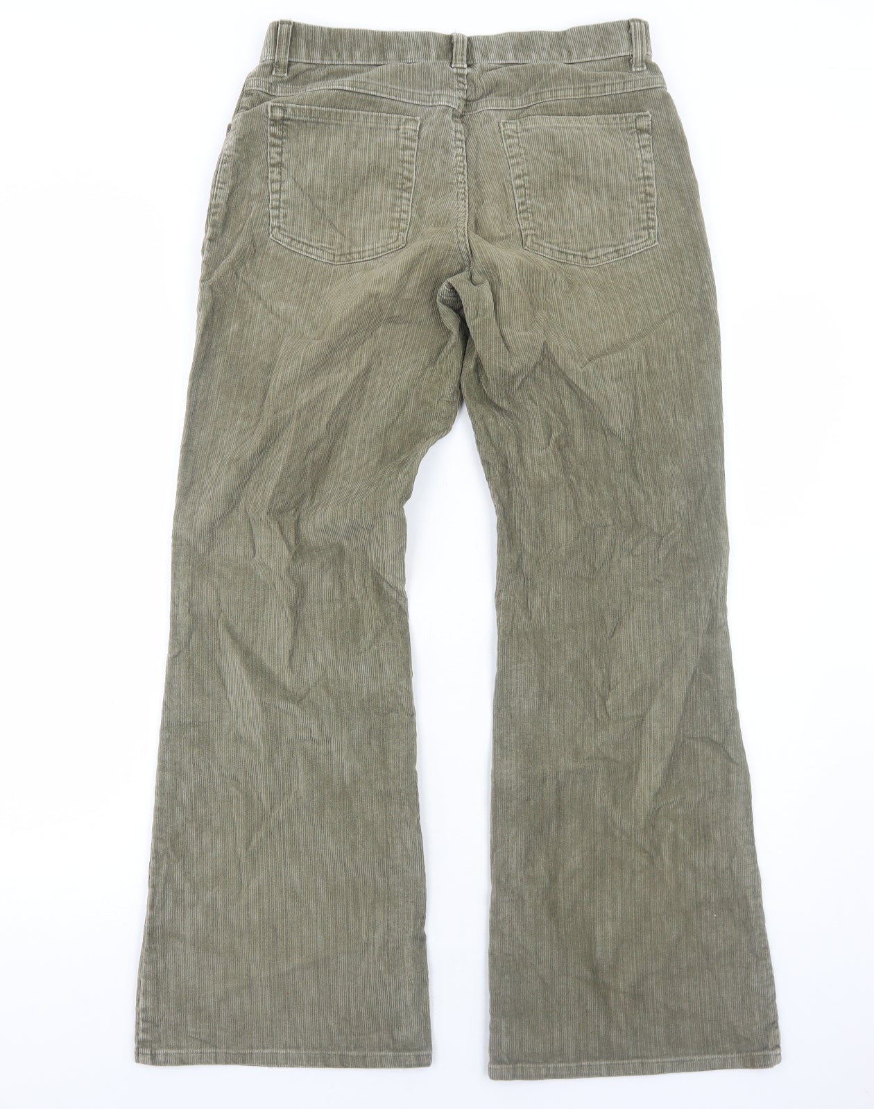 Marks and Spencer Womens Green Cotton Trousers Size 14 Regular Zip
