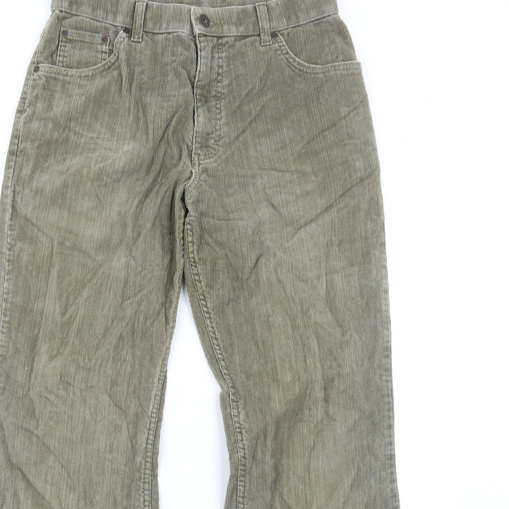 Marks and Spencer Womens Green Cotton Trousers Size 14 Regular Zip
