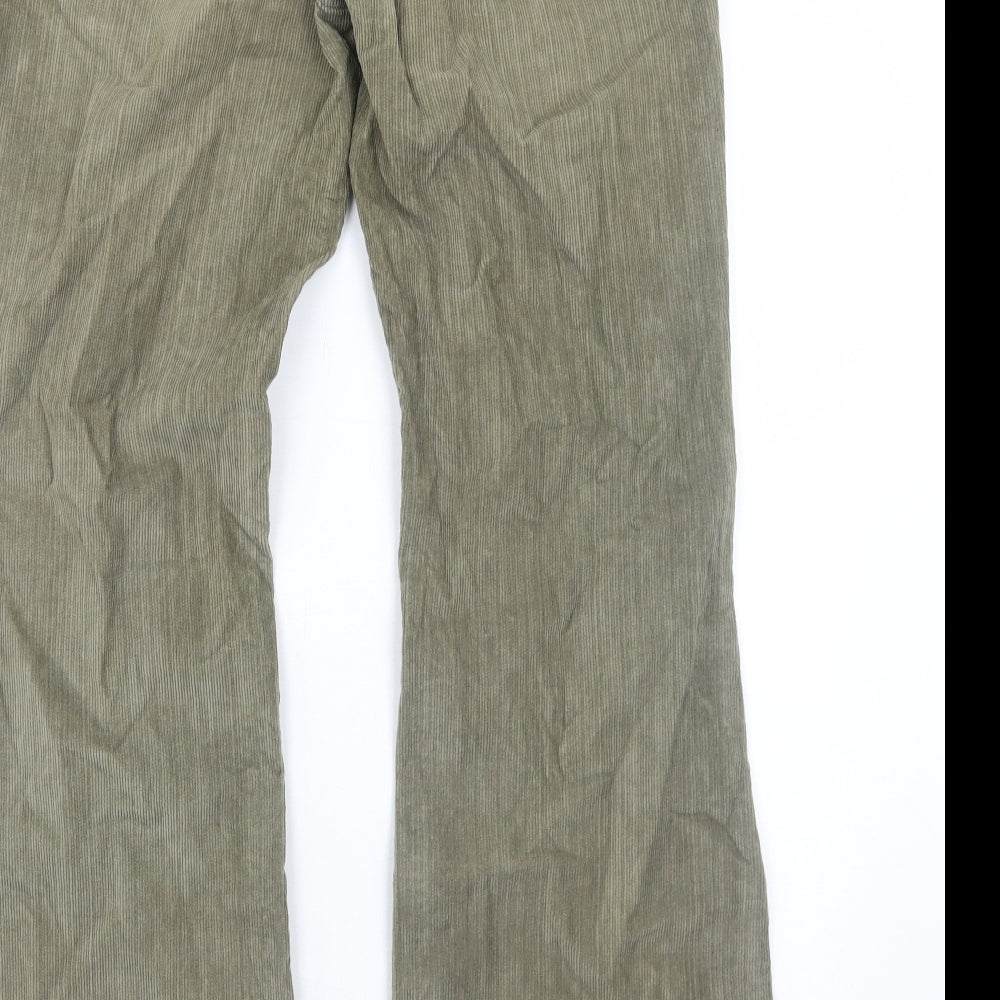 Marks and Spencer Womens Green Cotton Trousers Size 14 Regular Zip
