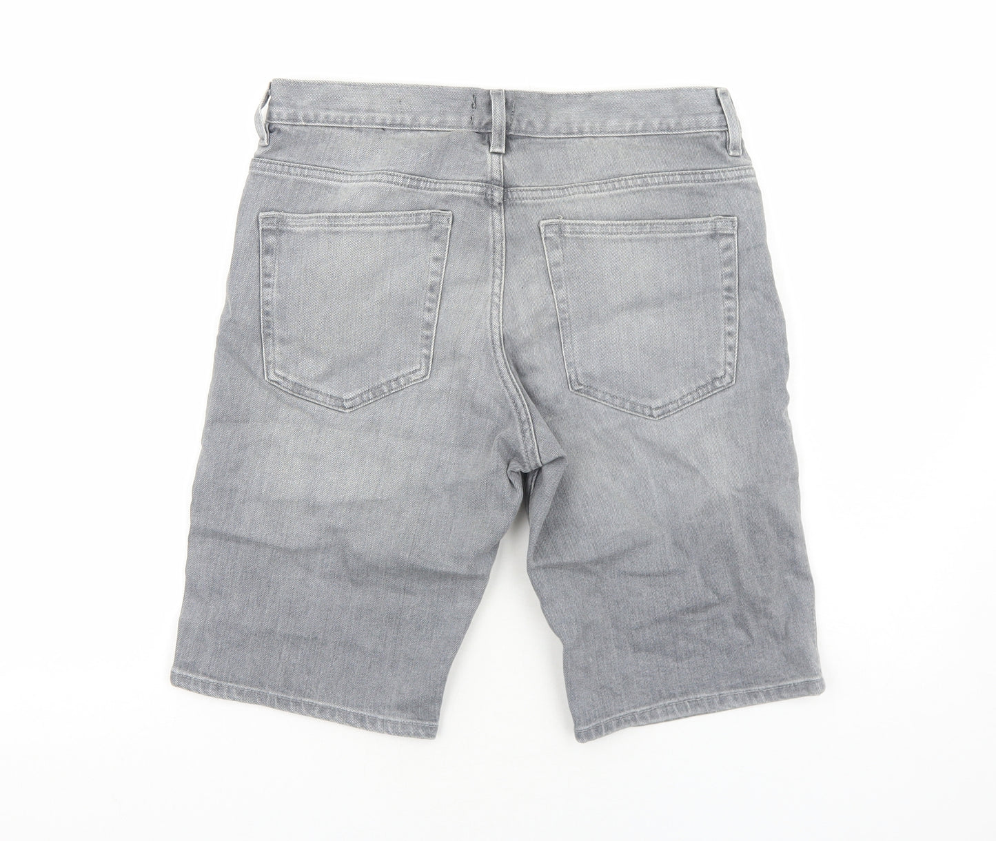 H&M Mens Grey Cotton Biker Shorts Size S Slim Zip