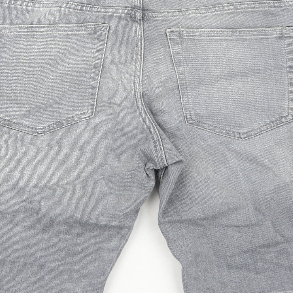H&M Mens Grey Cotton Biker Shorts Size S Slim Zip