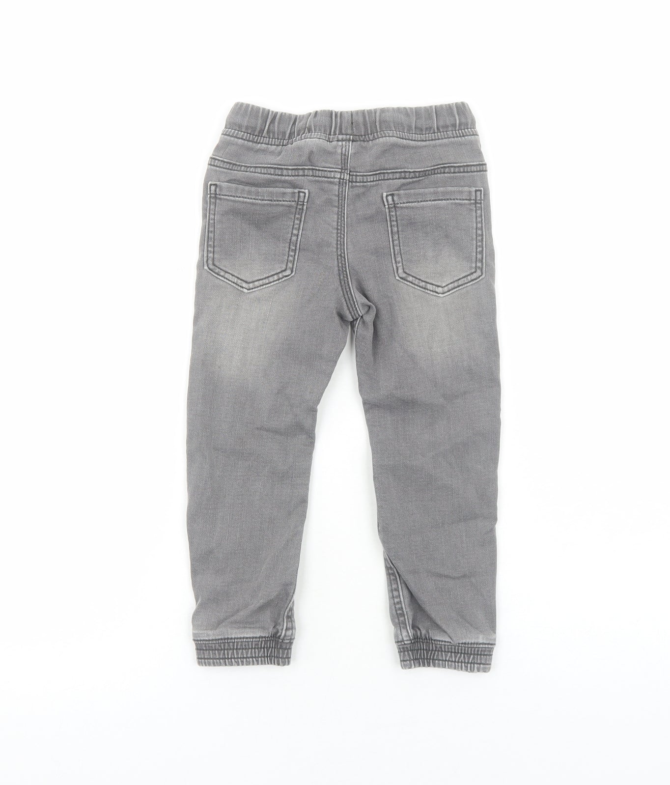 Matalan Boys Grey Cotton Tapered Jeans Size 3-4 Years Regular Drawstring