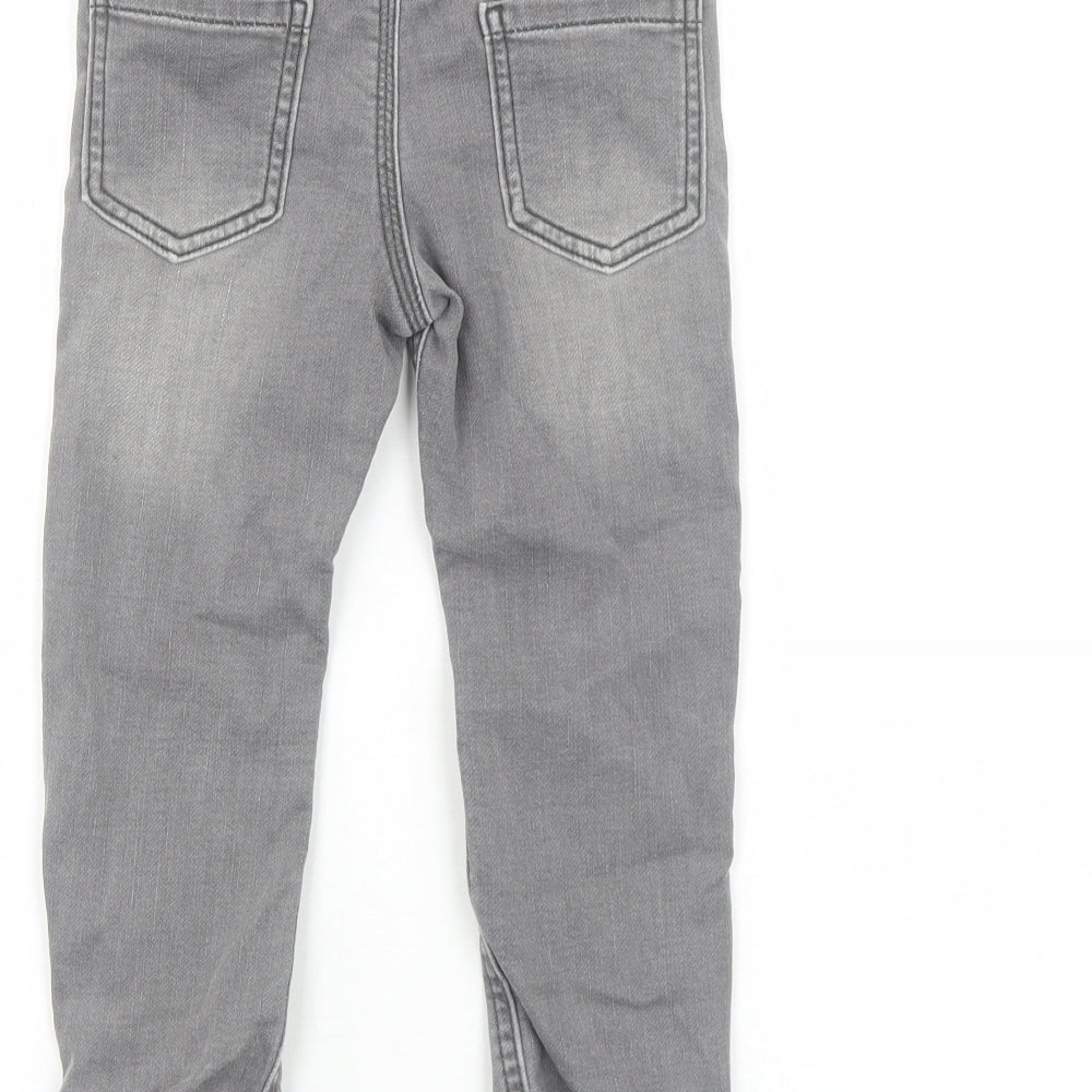 Matalan Boys Grey Cotton Tapered Jeans Size 3-4 Years Regular Drawstring