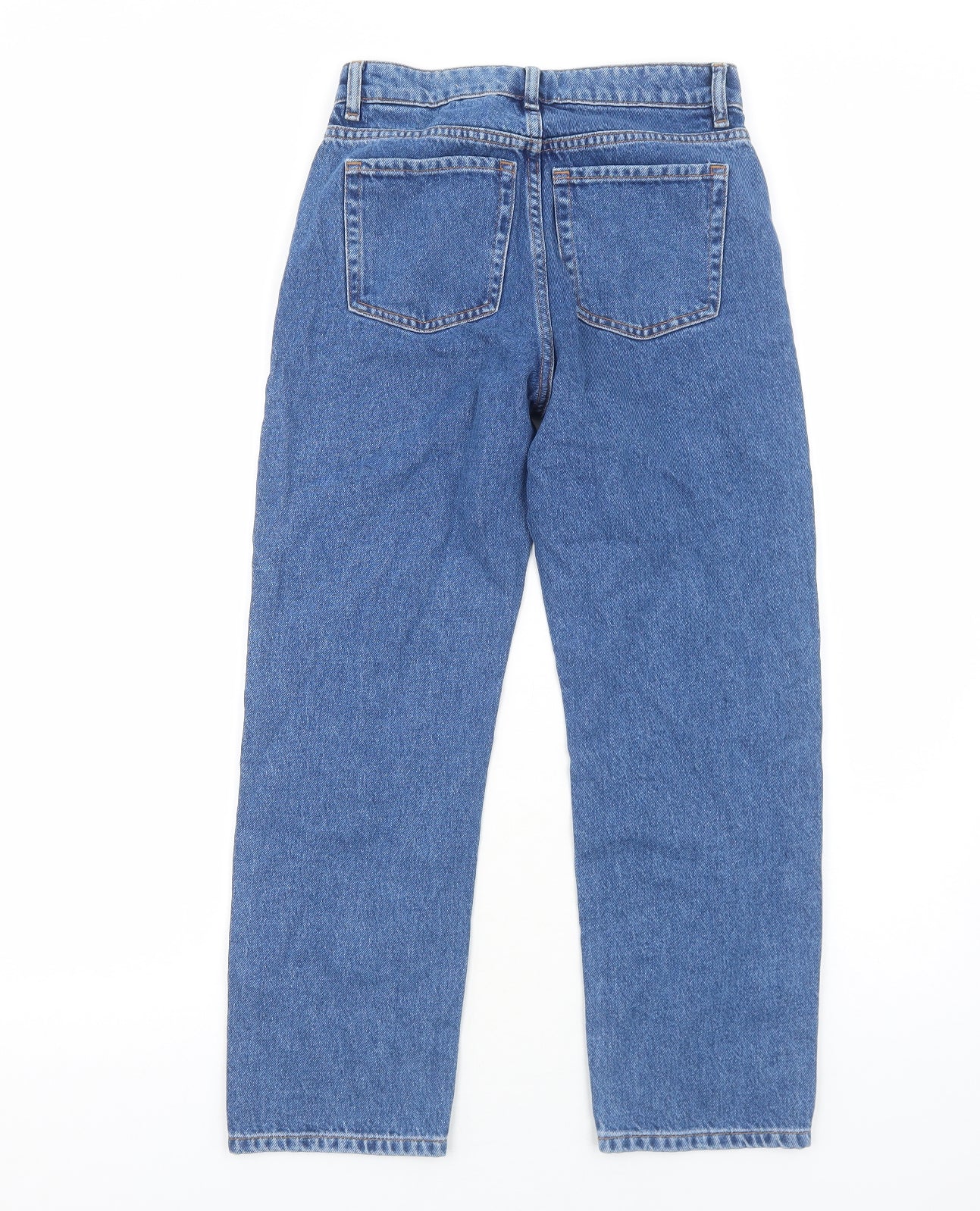 Per Una Womens Blue Cotton Straight Jeans Size 6 Regular Zip