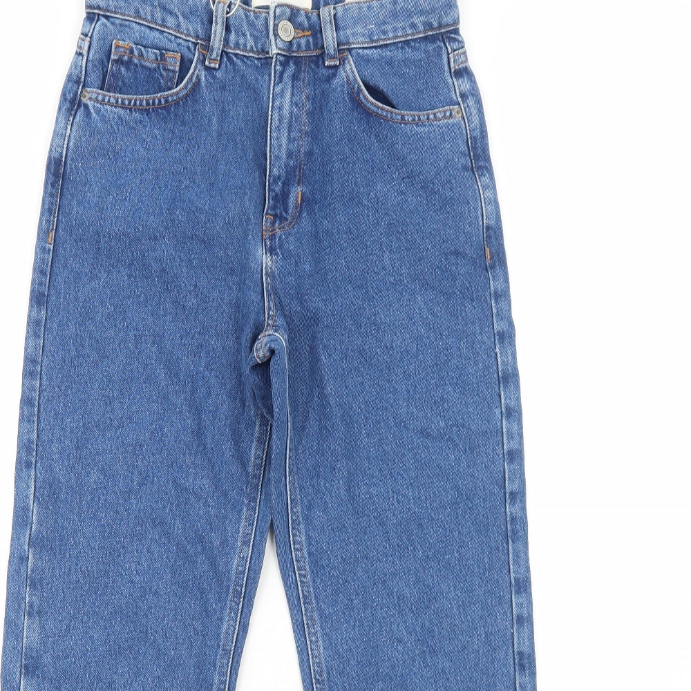 Per Una Womens Blue Cotton Straight Jeans Size 6 Regular Zip