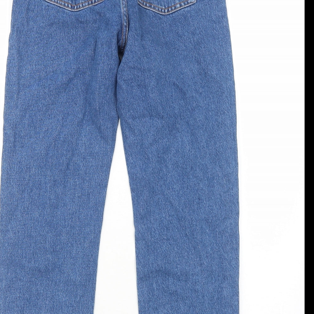 Per Una Womens Blue Cotton Straight Jeans Size 6 Regular Zip
