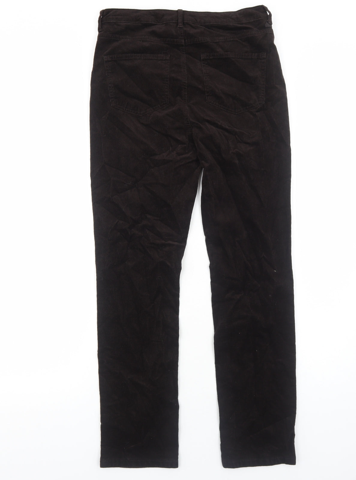 Marks and Spencer Womens Brown Cotton Trousers Size 12 Regular Zip