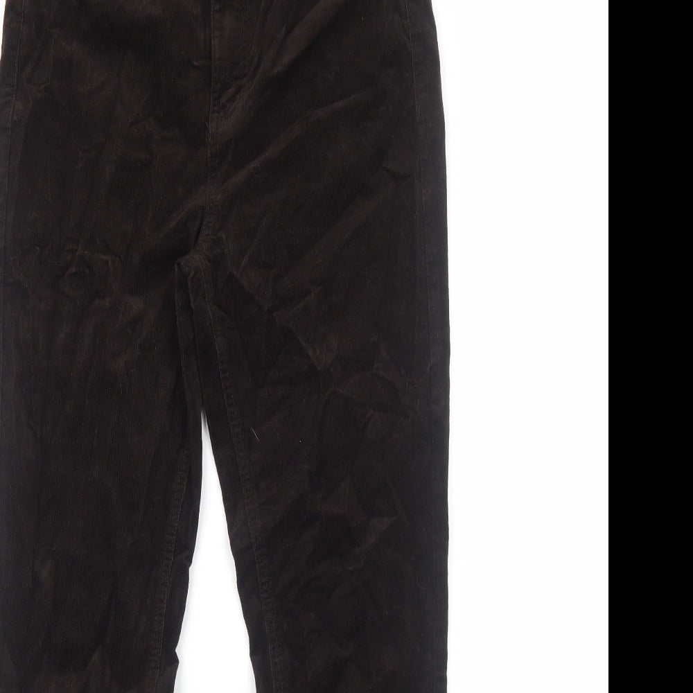 Marks and Spencer Womens Brown Cotton Trousers Size 12 Regular Zip