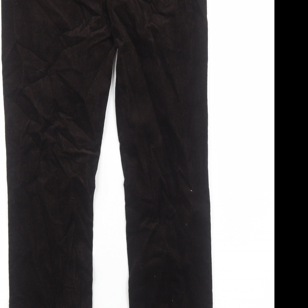 Marks and Spencer Womens Brown Cotton Trousers Size 12 Regular Zip