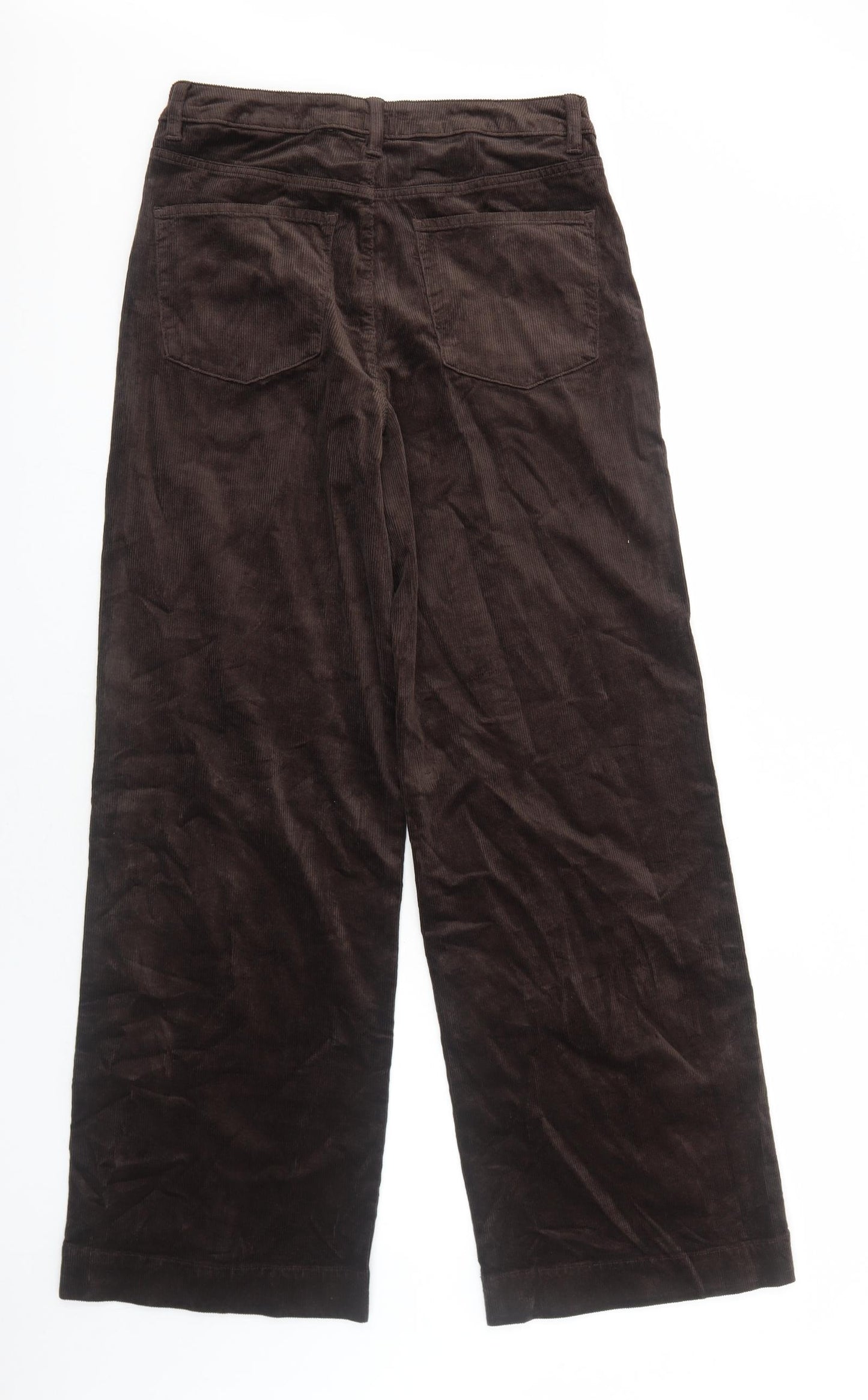Marks and Spencer Womens Brown Cotton Trousers Size 12 Regular Zip