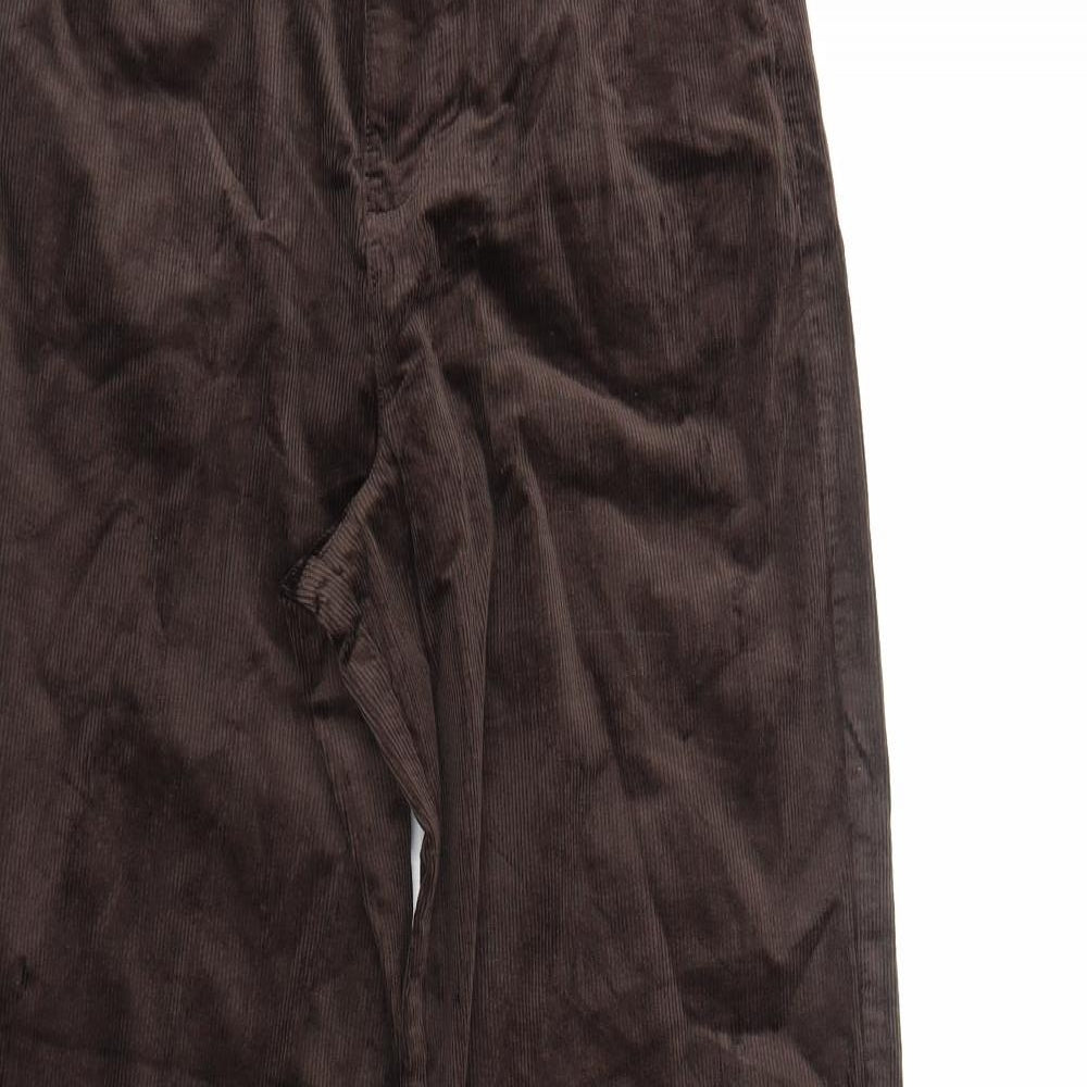 Marks and Spencer Womens Brown Cotton Trousers Size 12 Regular Zip