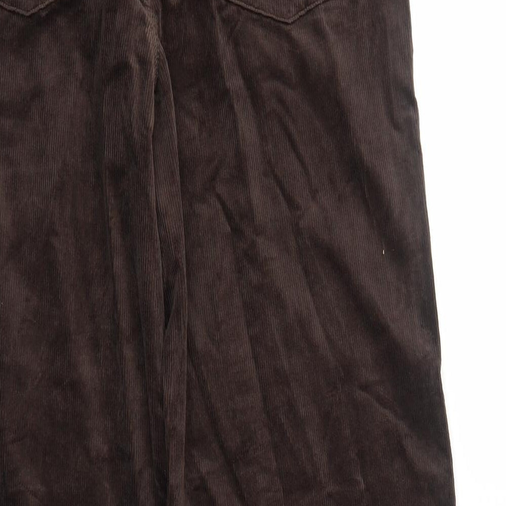 Marks and Spencer Womens Brown Cotton Trousers Size 12 Regular Zip