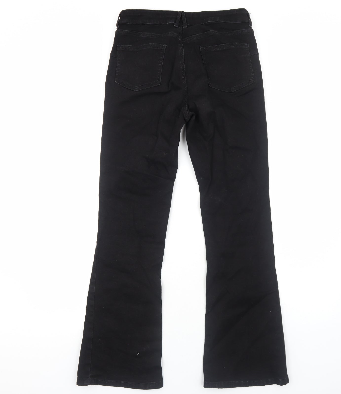 TU Womens Black Cotton Bootcut Jeans Size 12 Regular Zip