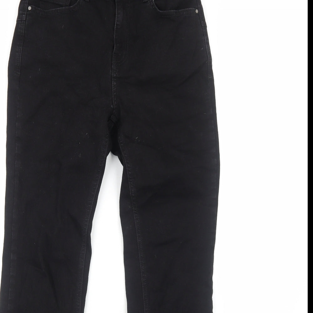 TU Womens Black Cotton Bootcut Jeans Size 12 Regular Zip