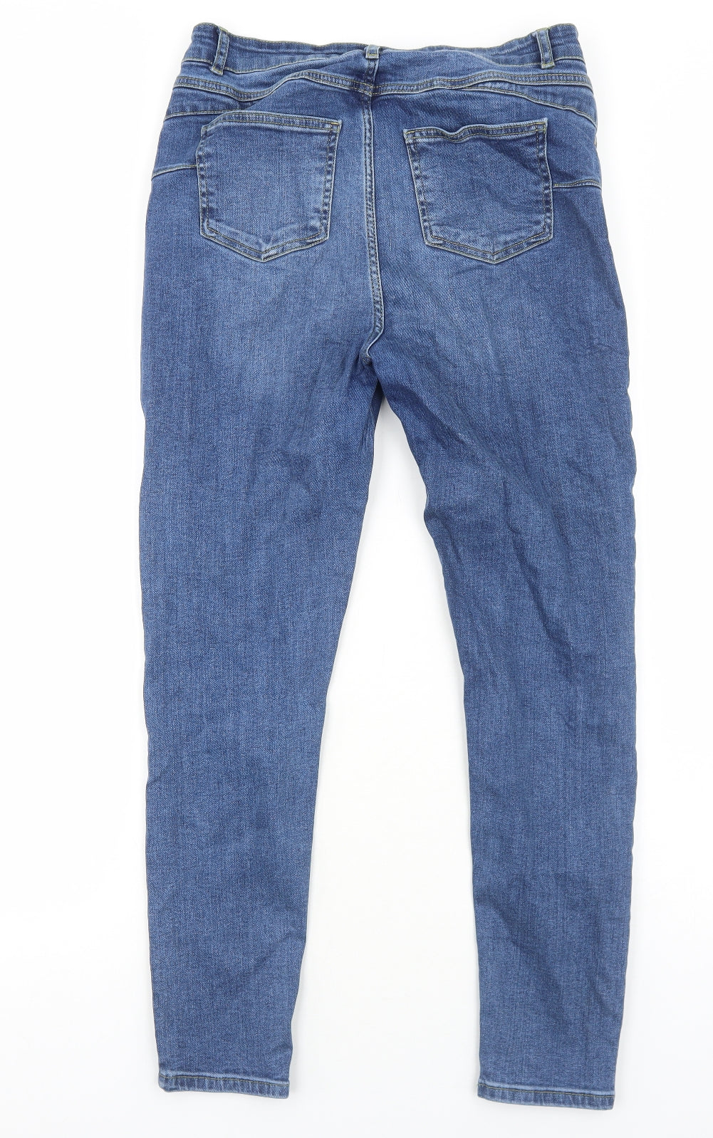 Boohoo Womens Blue Cotton Skinny Jeans Size 12 Regular Zip