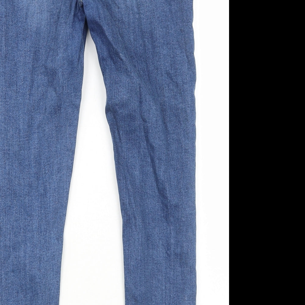 Boohoo Womens Blue Cotton Skinny Jeans Size 12 Regular Zip