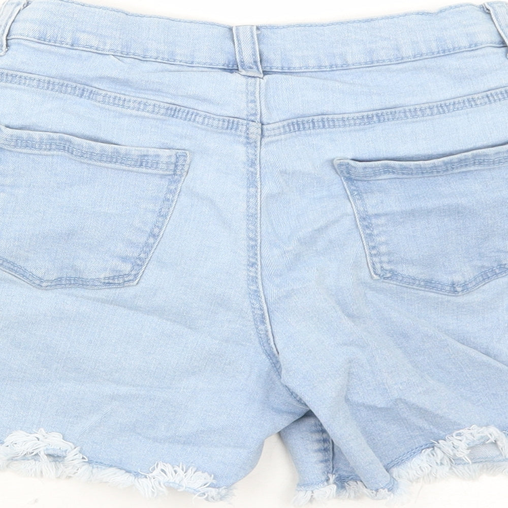 Primark Girls Blue Cotton Mom Shorts Size 12-13 Years Regular Zip