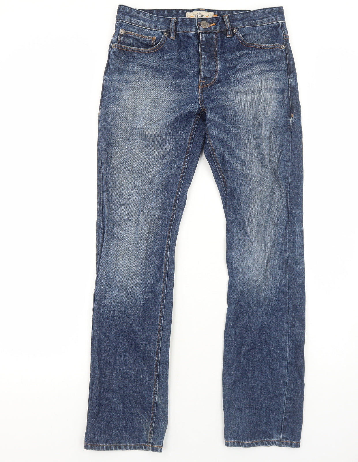 NEXT Mens Blue Cotton Straight Jeans Size 30 in Regular Button